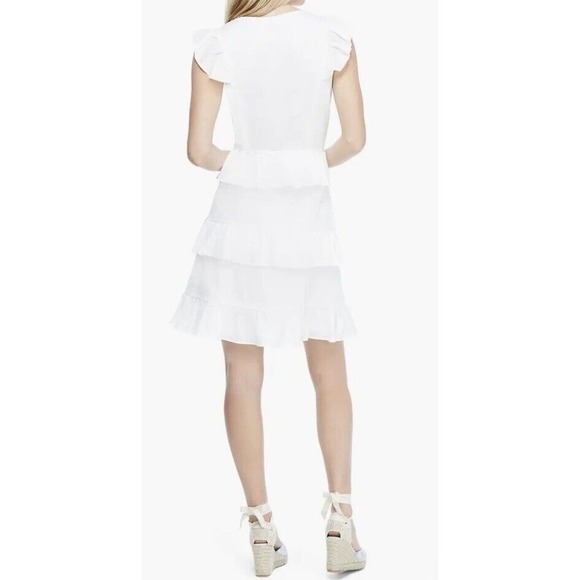 Gal Meets Glam Ann Ruffle Tiered Dress Womens Size 8 Soft White NWT $178 - Picture 4 of 16